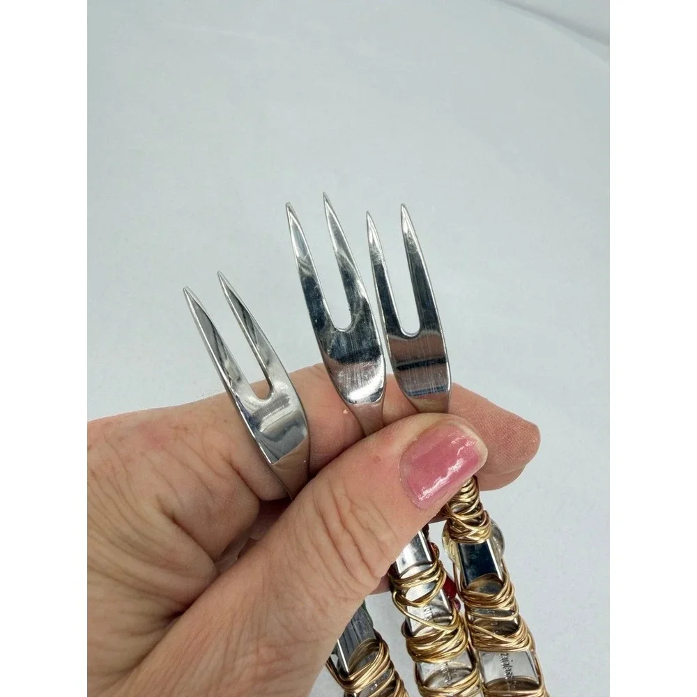 Wire Wrapped Beaded Appetizer Hordoeuvres Cocktail Forks Party Set of 3 Serving